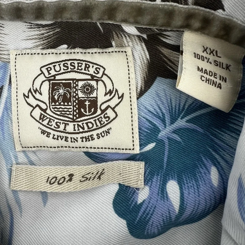 Pusser's West Indies Shirt Men XXL 100% Silk‎ Hawaiian Floral Short Sleeves - Picture 4 of 14